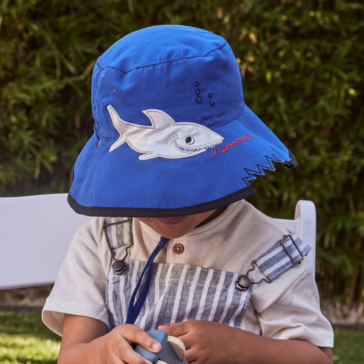 Cancer Council Kids Wide Brim Shark Hat - Blue – AustralianGear display picture 2