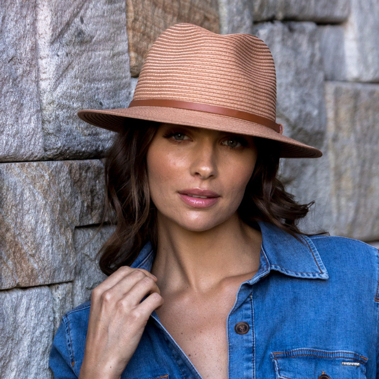 Tina M Copenhagen Havana Short Brim Fedora LIFESTYLE MAIN